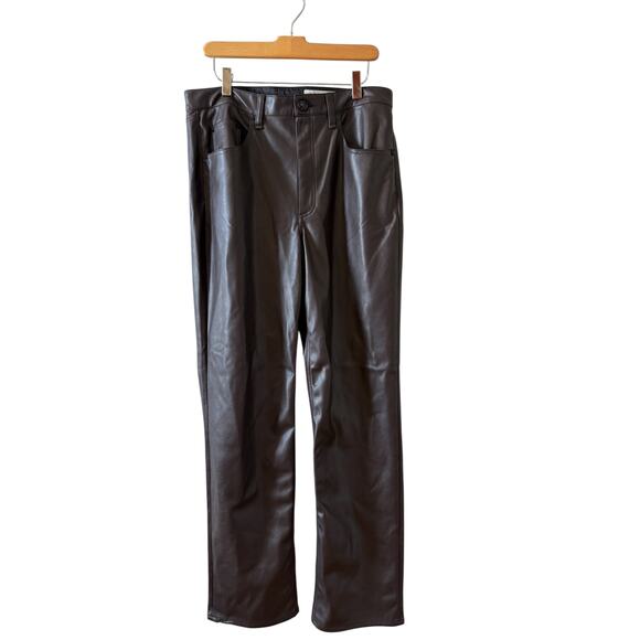 Rag & Bone Harlow Straight Leg Faux Leather Pants Dark Brown 32 - Picture 2 of 8